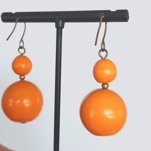 ORANGE Bead Earrings Vintage